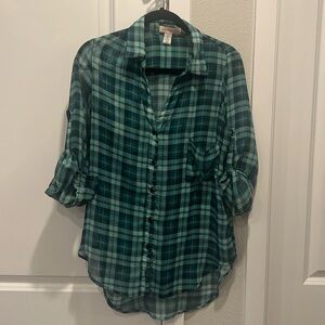 Band of gypsies turquoise sheer shirt